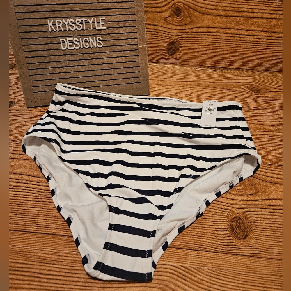 Women's Gap High Rise Bikini Bottom Stripe XL